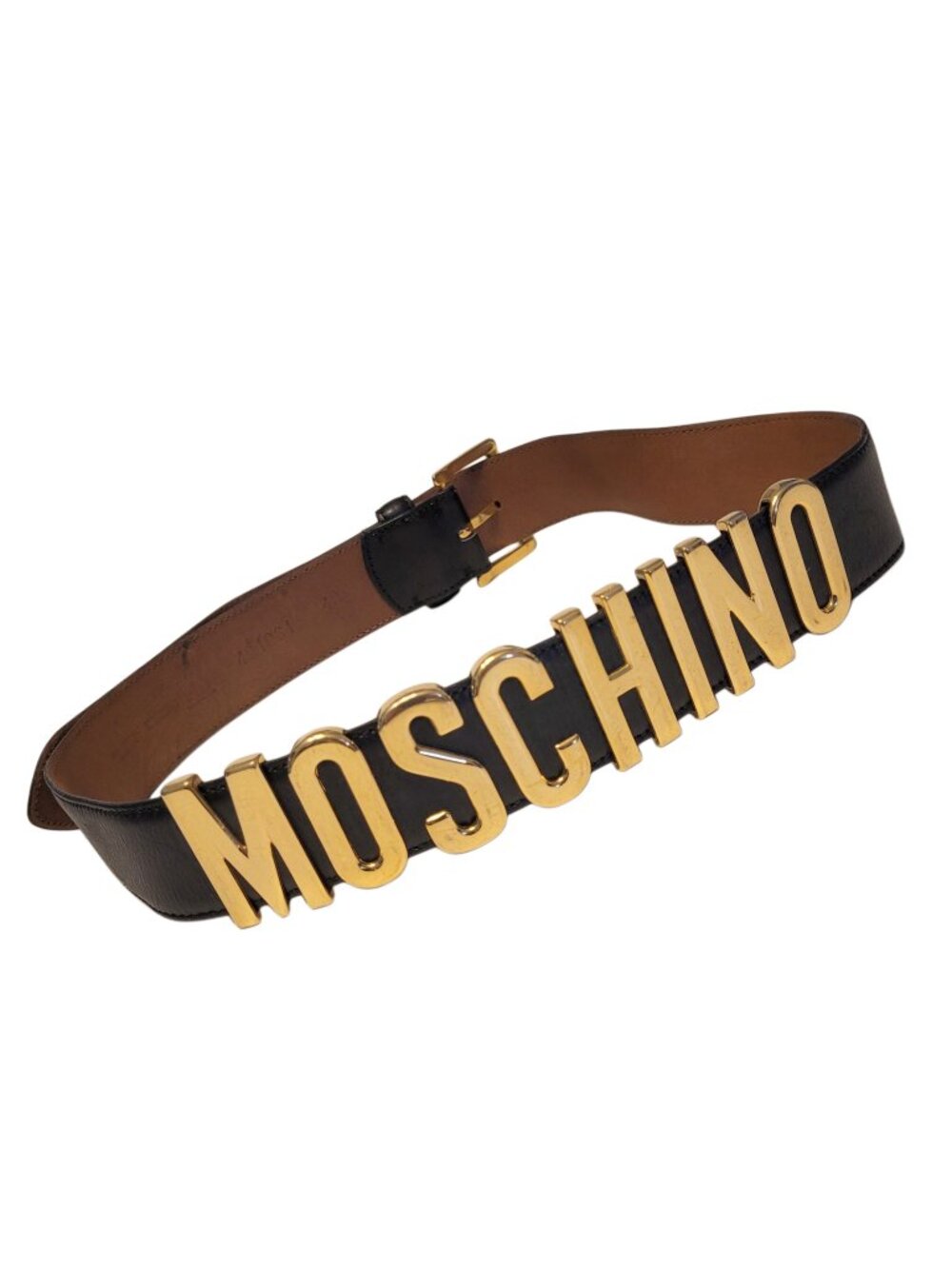 Moschino Vintage Redwall Leather Spell Out Slider Belt IT40 - US 4/6 -XS/S